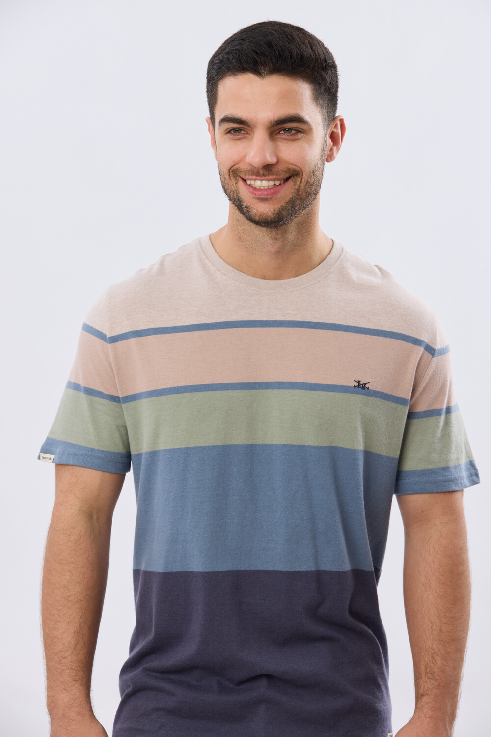 REMERA RAYADA DE ALGODÓN Beige