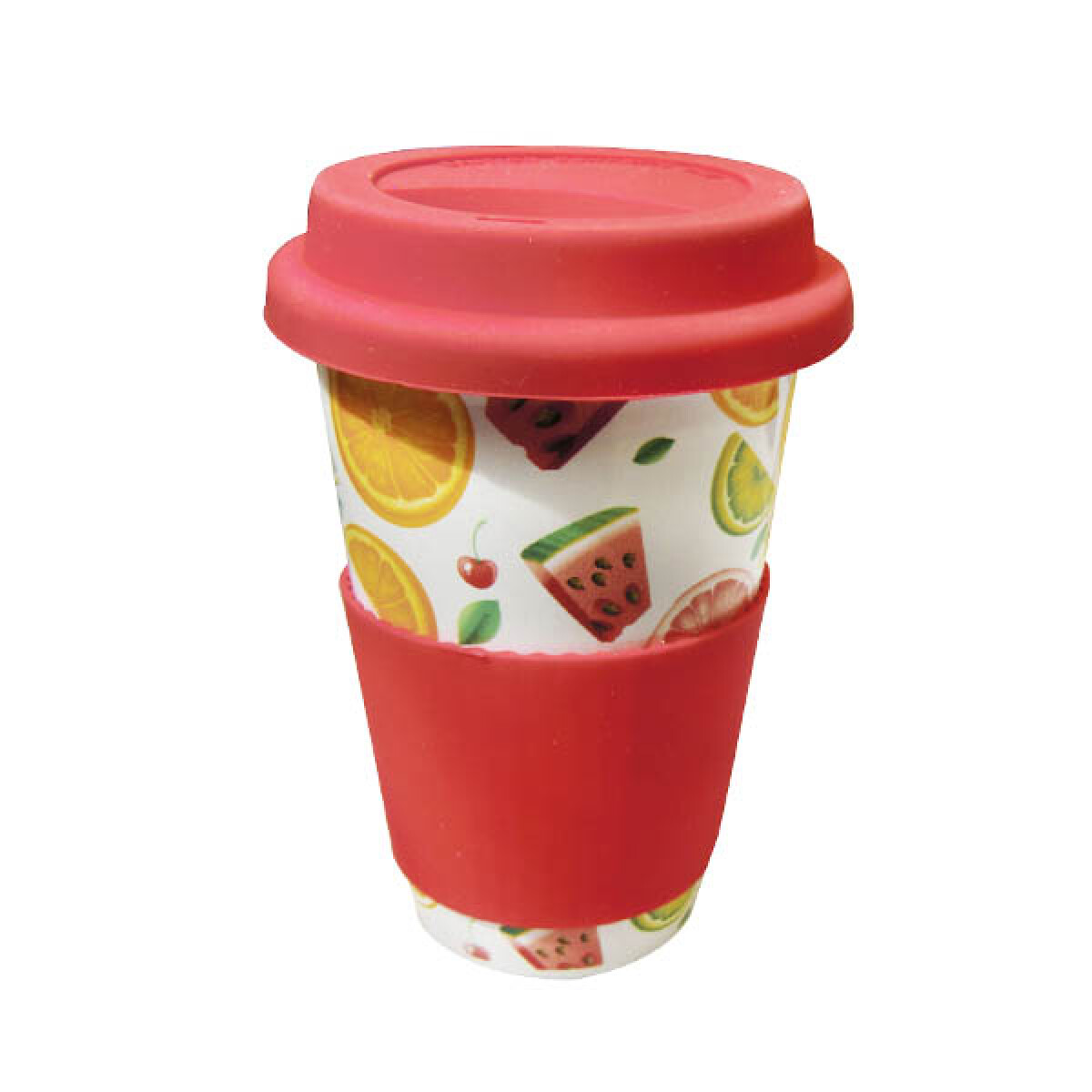 Taza de Cerámica con Tapa - Varios Diseños - Frutas 