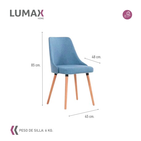 Silla de comedor Lumax modelo Harvey en tela Azul