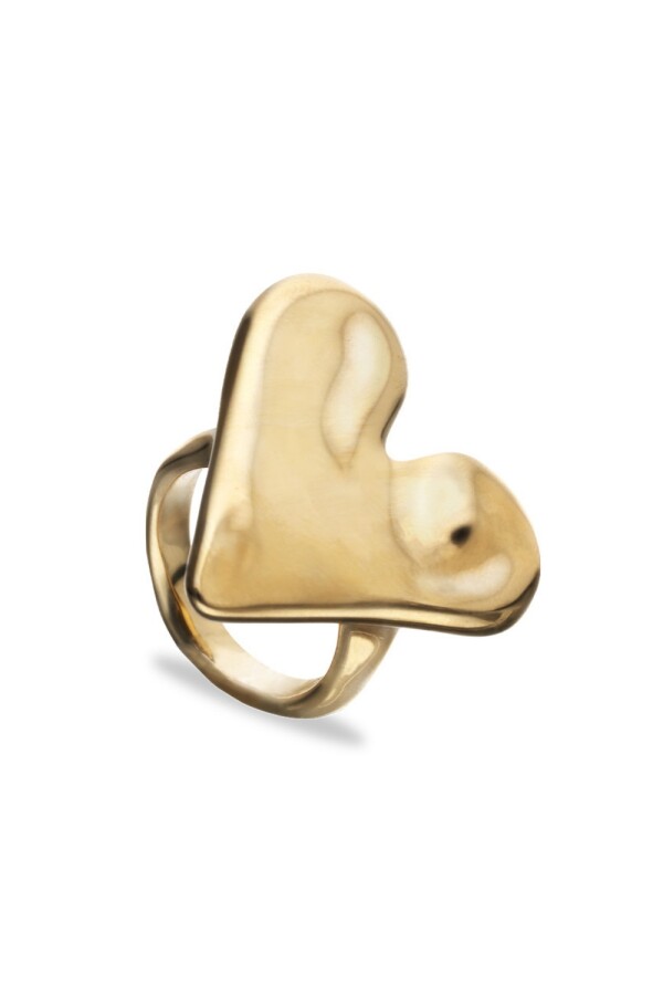 ANILLO DE ALEACIÓN DE METALES BAÑADO EN ORO 18K CON FORMA DE CORAZÓN Anillo