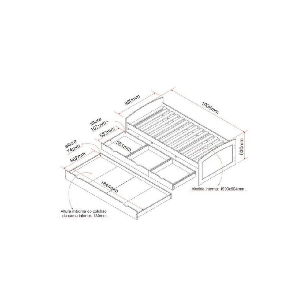 Cama Marinera 1 Plaza Madera Maciza Con Cajones - Ulli Blanco