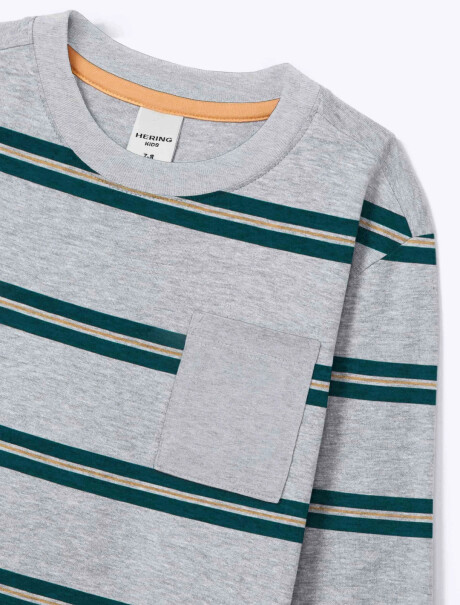 CAMISETA INFANTIL A RAYAS GRIS