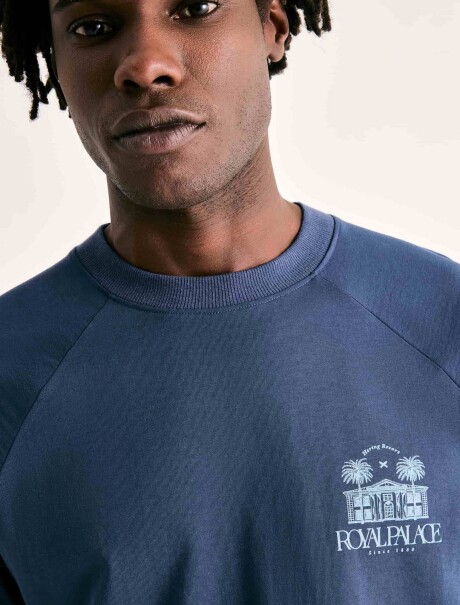 CAMISETA MANGA CORTA CON ESTAMPA AZUL