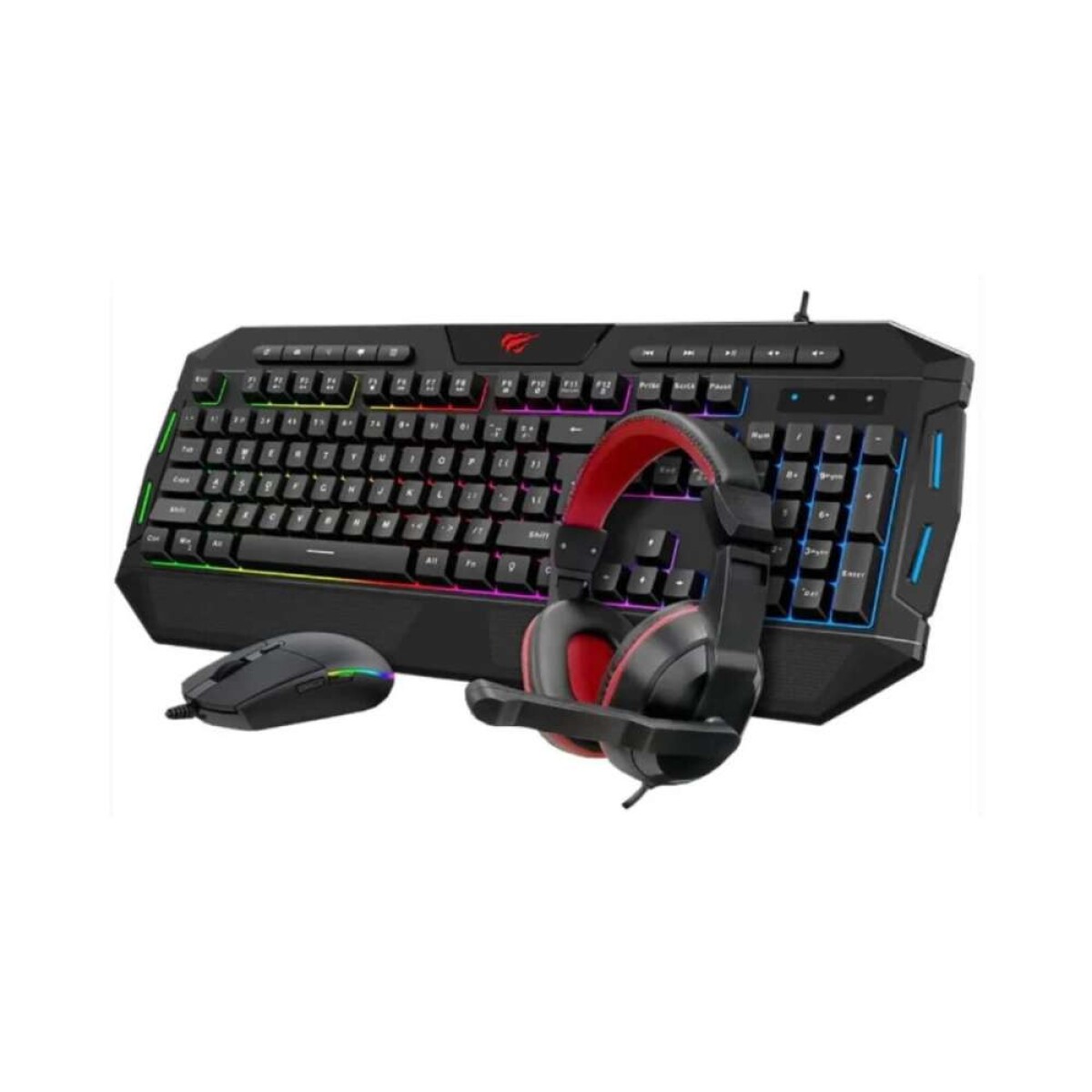 Pack Havit Gaming Series Kb501Cm-Sp 4 En 1 C/Mouse Teclado Español Auriculares Y Mousepad - Negro 