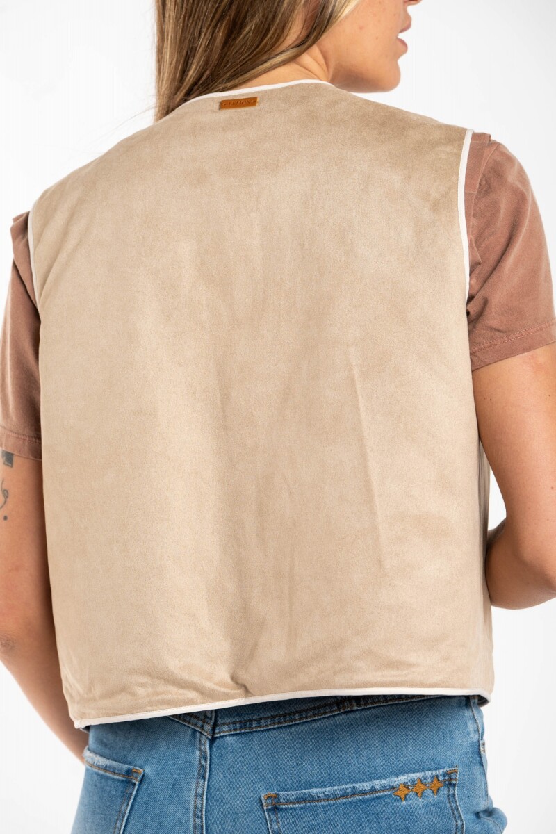 Chaleco Bordados Reversible Gamuza Nácar