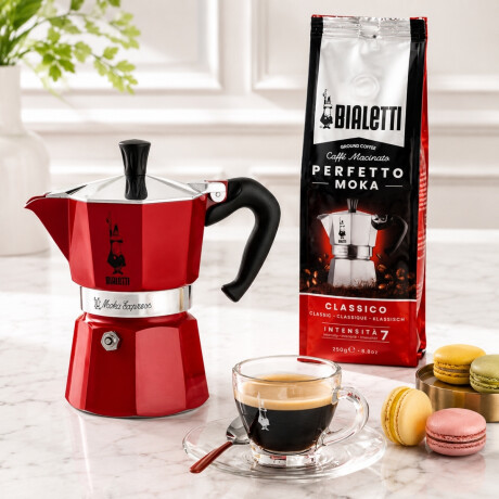Cafetera Moka Express Roja 130ml 3 Tazas Bialetti Cafetera Moka Express Roja 130ml 3 Tazas Bialetti