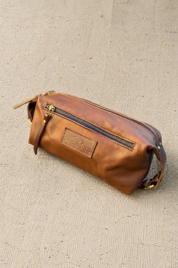 Necessaire de Cuero Marrón Blue Zip