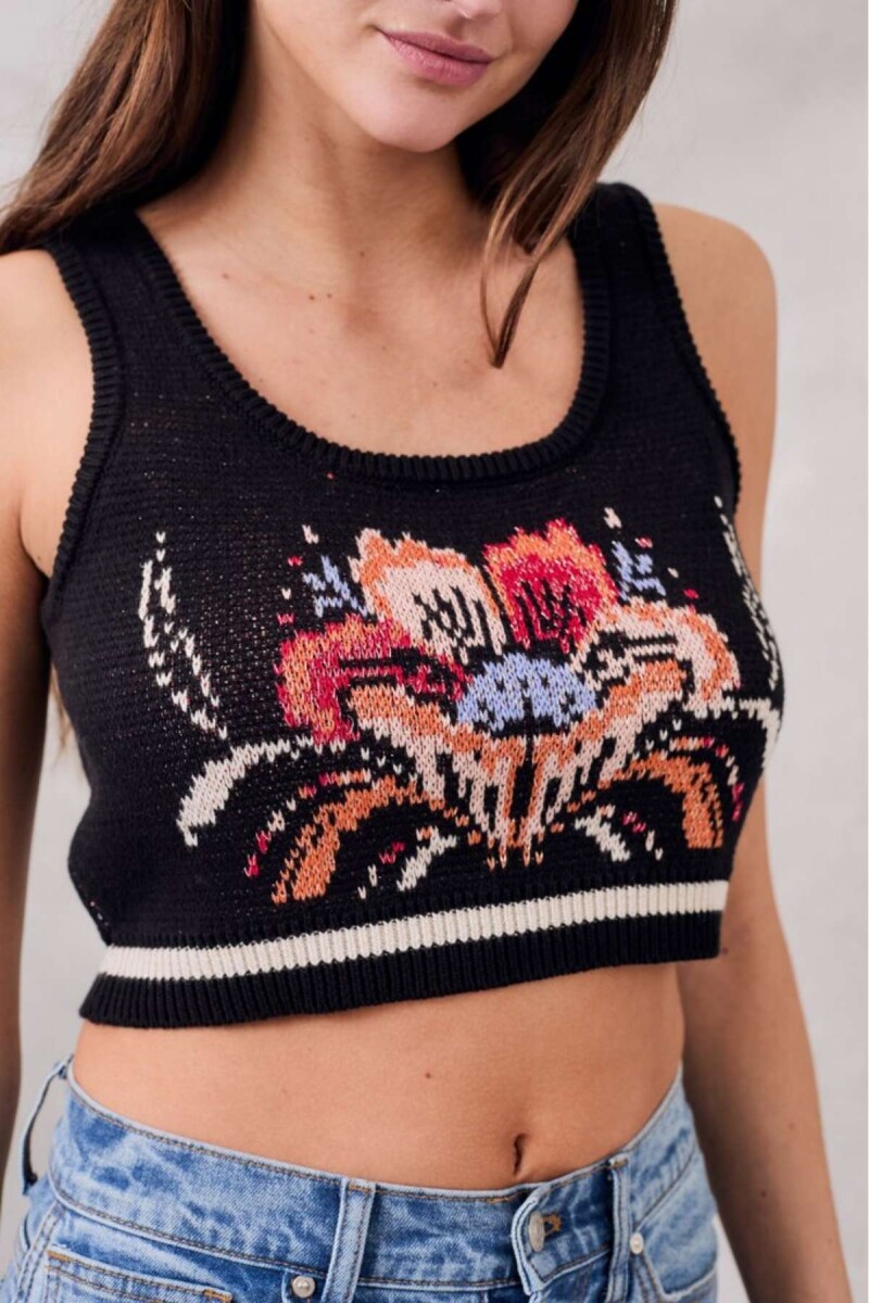 Top Intarsia - Negro 