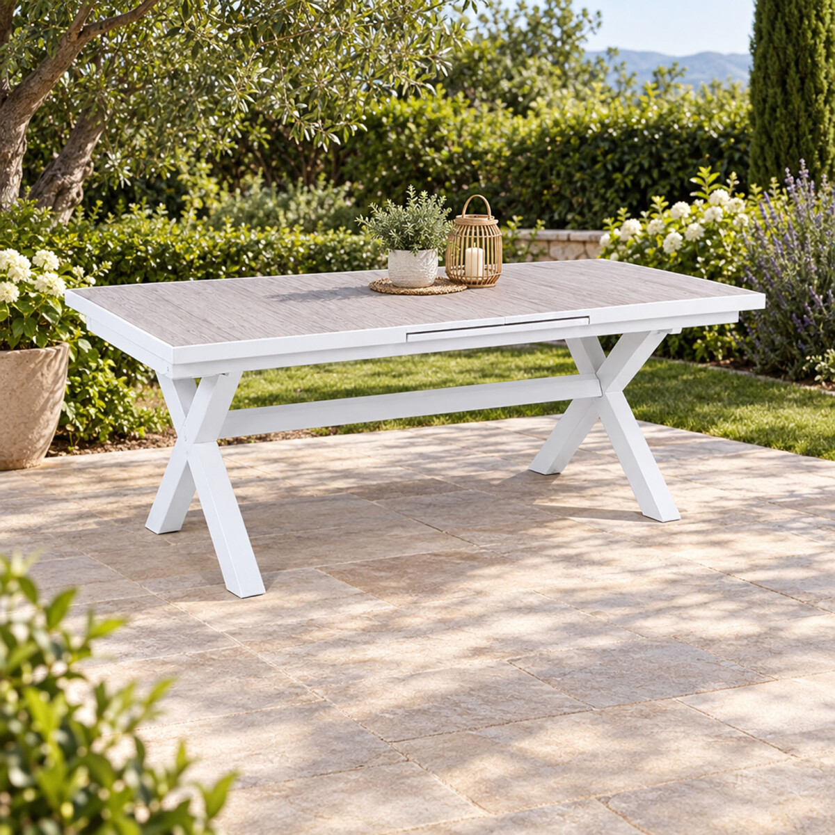 MESA COMEDOR EXTENSIBLE - ALUMINIO BLANCO TUSCANY 
