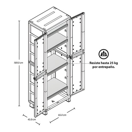 Armario de 2 puertas y 4 estantes Rimax Baru Armario de 2 puertas y 4 estantes Rimax Baru