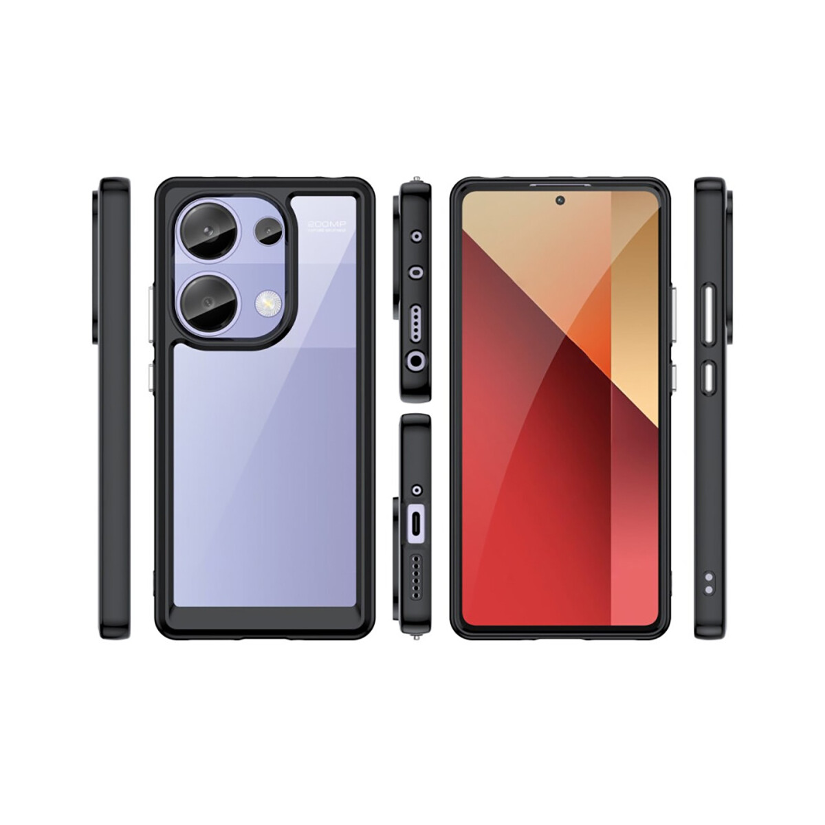 Case Transparente con Borde de Color Xiaomi Note 13 Pro Black