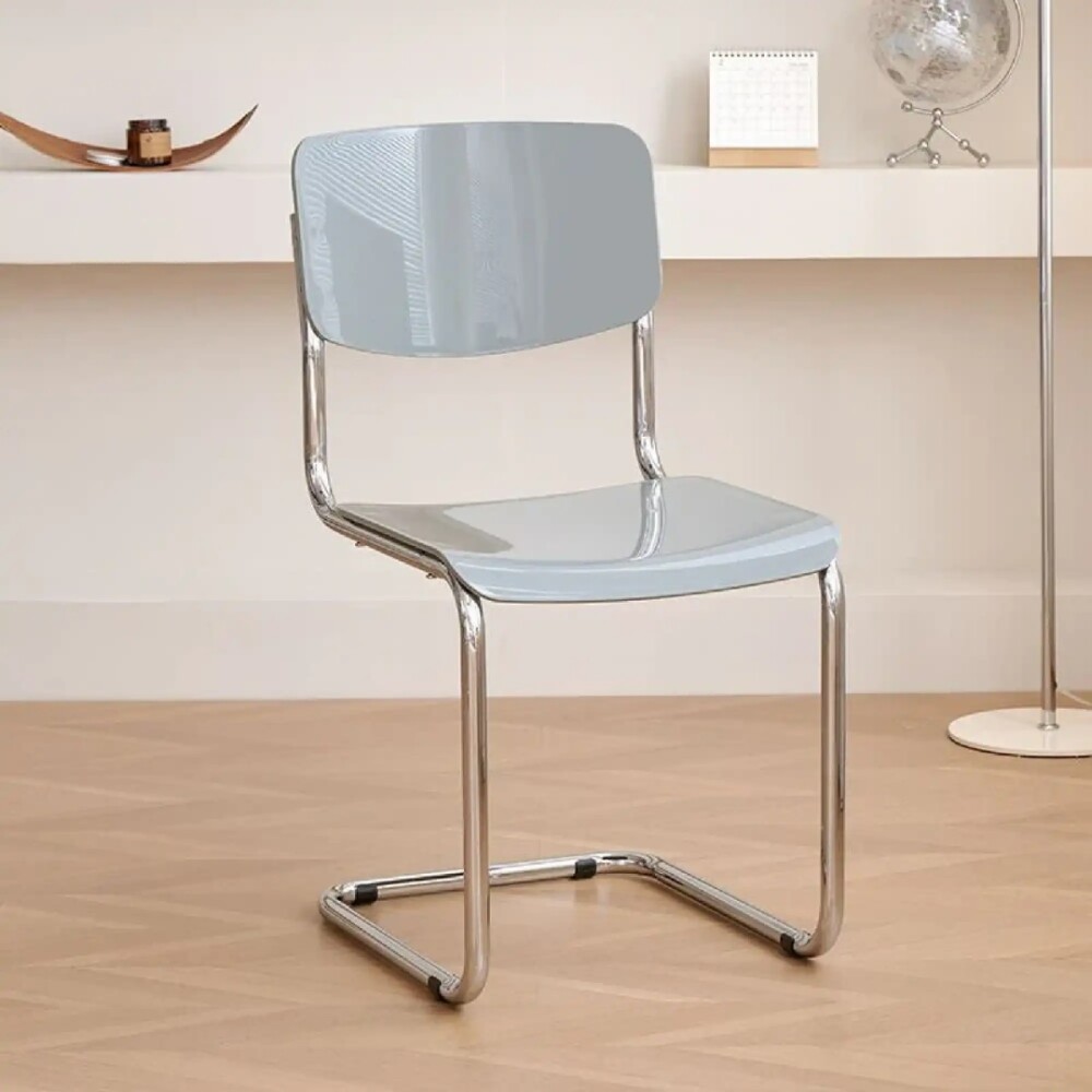 Silla de Comedor Metal Cromado y Madera - Moon Gris