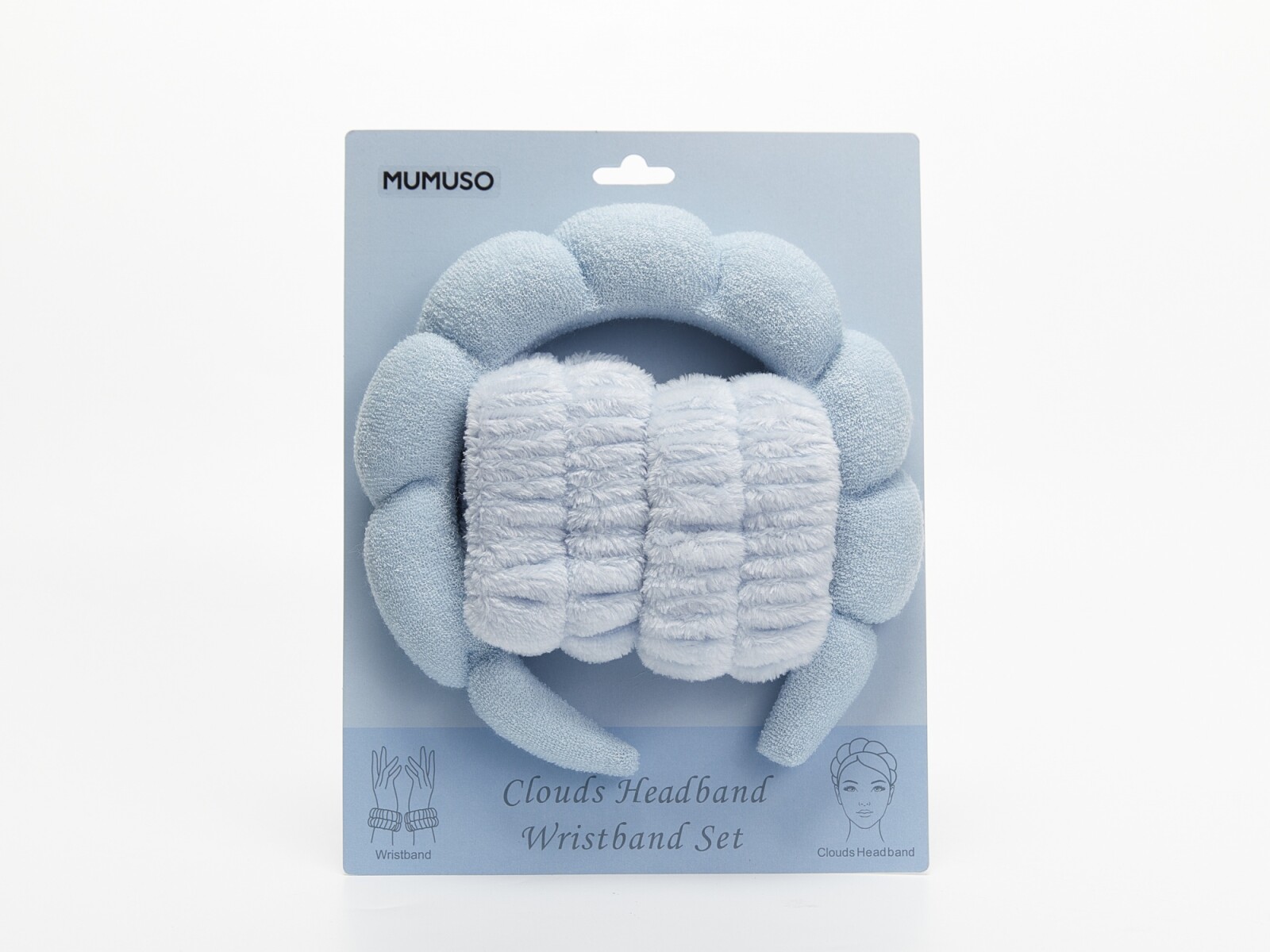 CONJUNTO DE DIADEMA Y MUÑECA NUBES - AZUL 