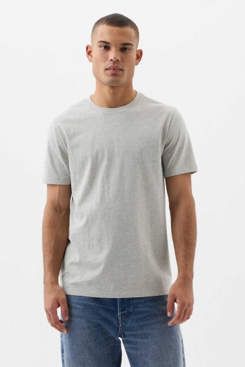 Remera Básica Cuello Redondo Hombre Heather Grey