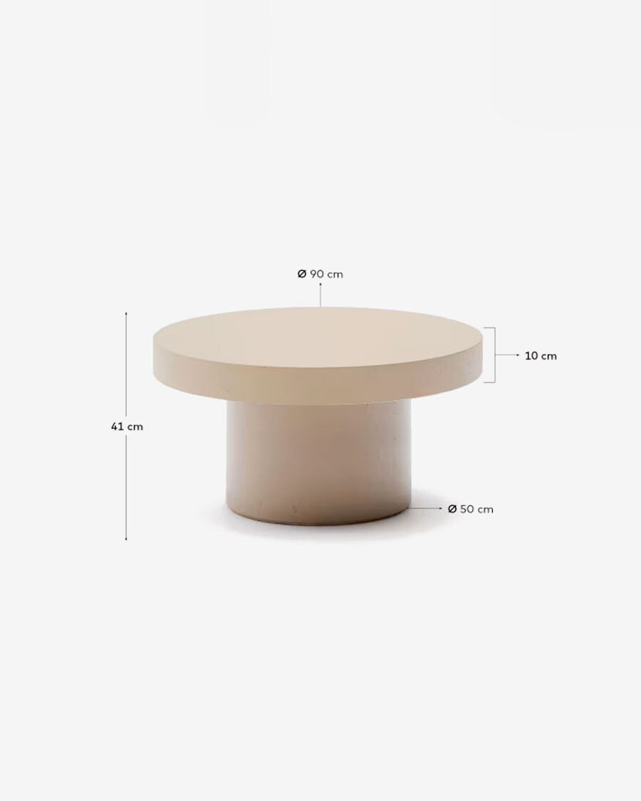 Mesa de centro Aiguablava de cemento beige Ø 90 cm