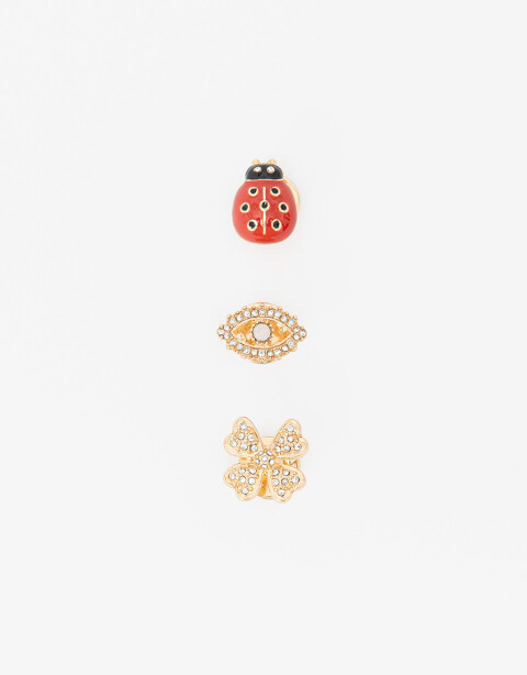 Prendedor Lucky charm Set De Pines Con Strass - Dorado