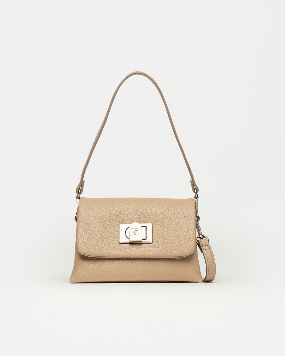 Bandolera Leisure en efecto cuero graneado - Taupe 