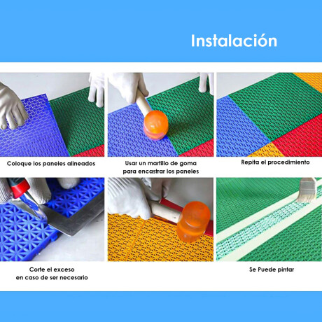 Set X16 Piso Modular Encastrable PVC Antideslizante Azul