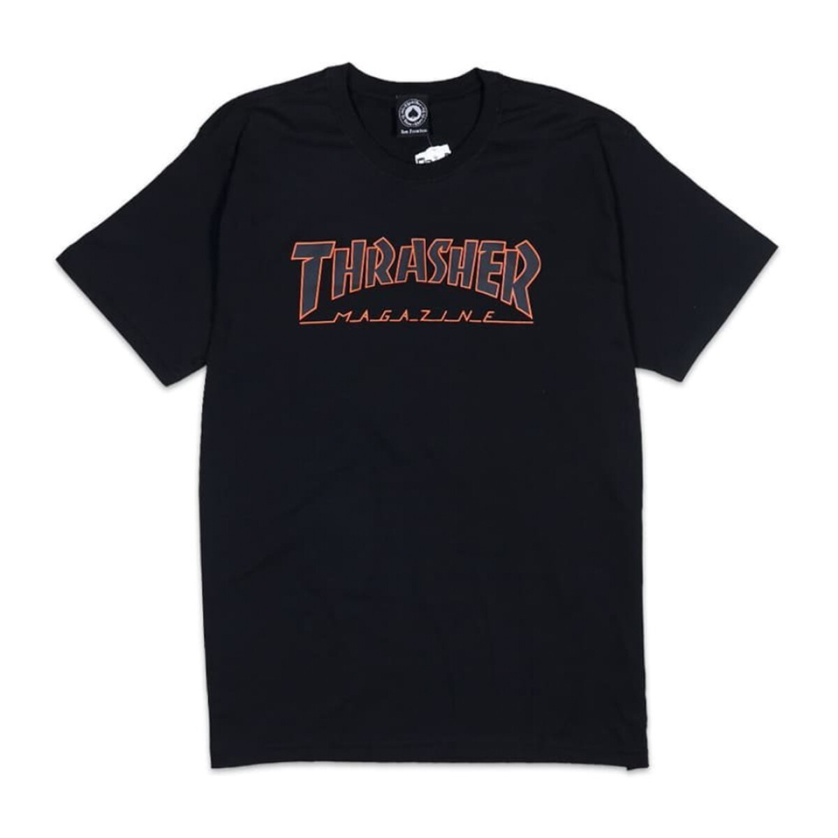 Remera Outlined Thrasher - Negro/Naranja 