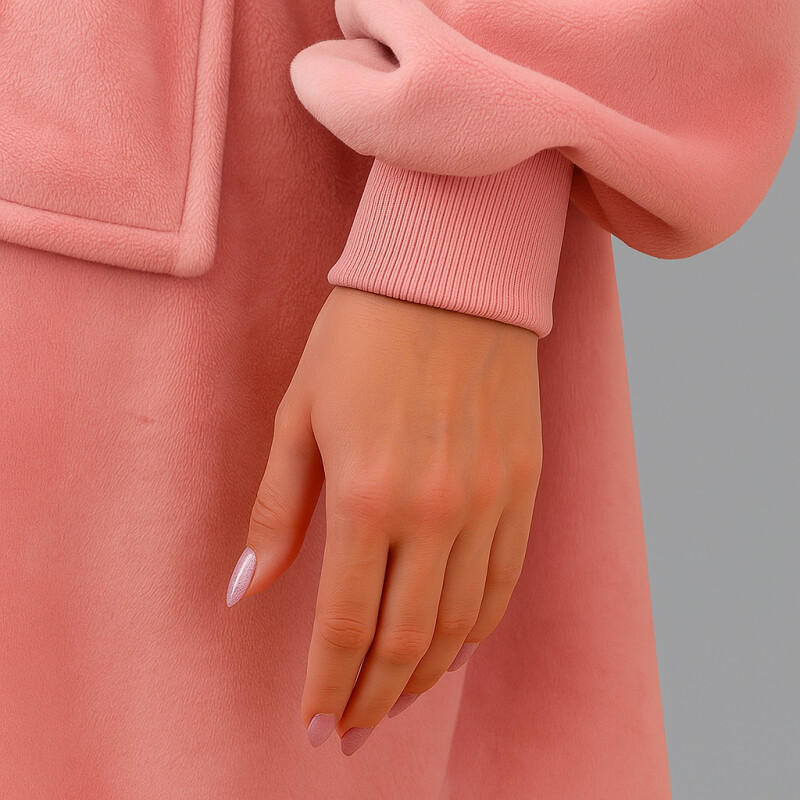 Buzo Manta Con Capucha Polar y Corderito unisex Rosa