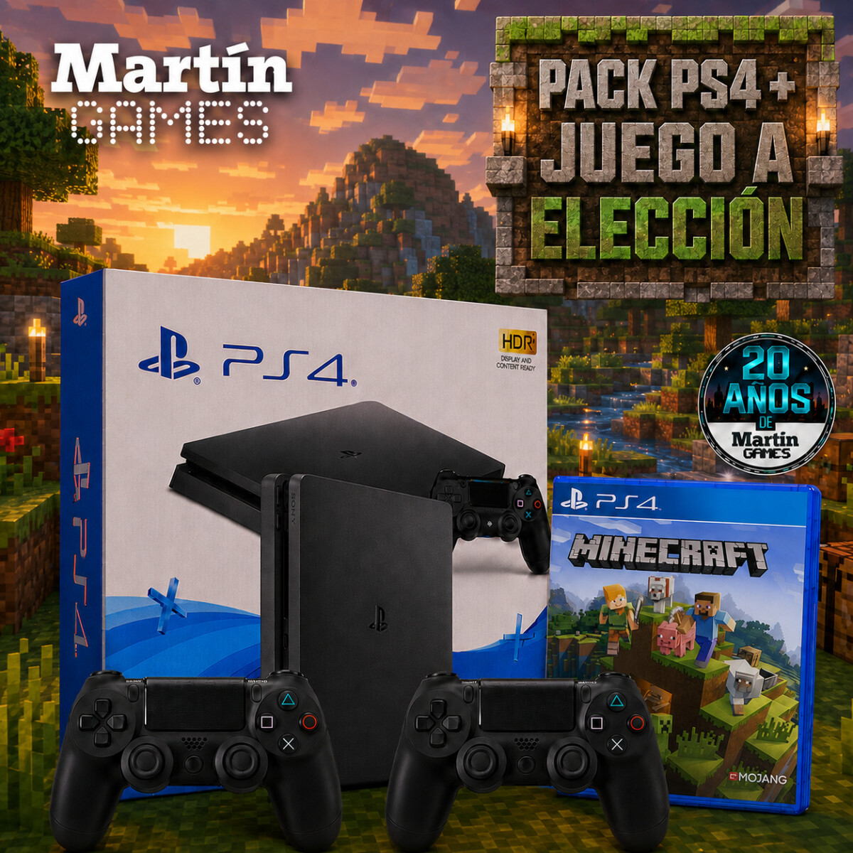 CONSOLA Playstation 4 PS4 SLIM 500GB RECERTIFICADA + MINECRAFT DIGITAL 