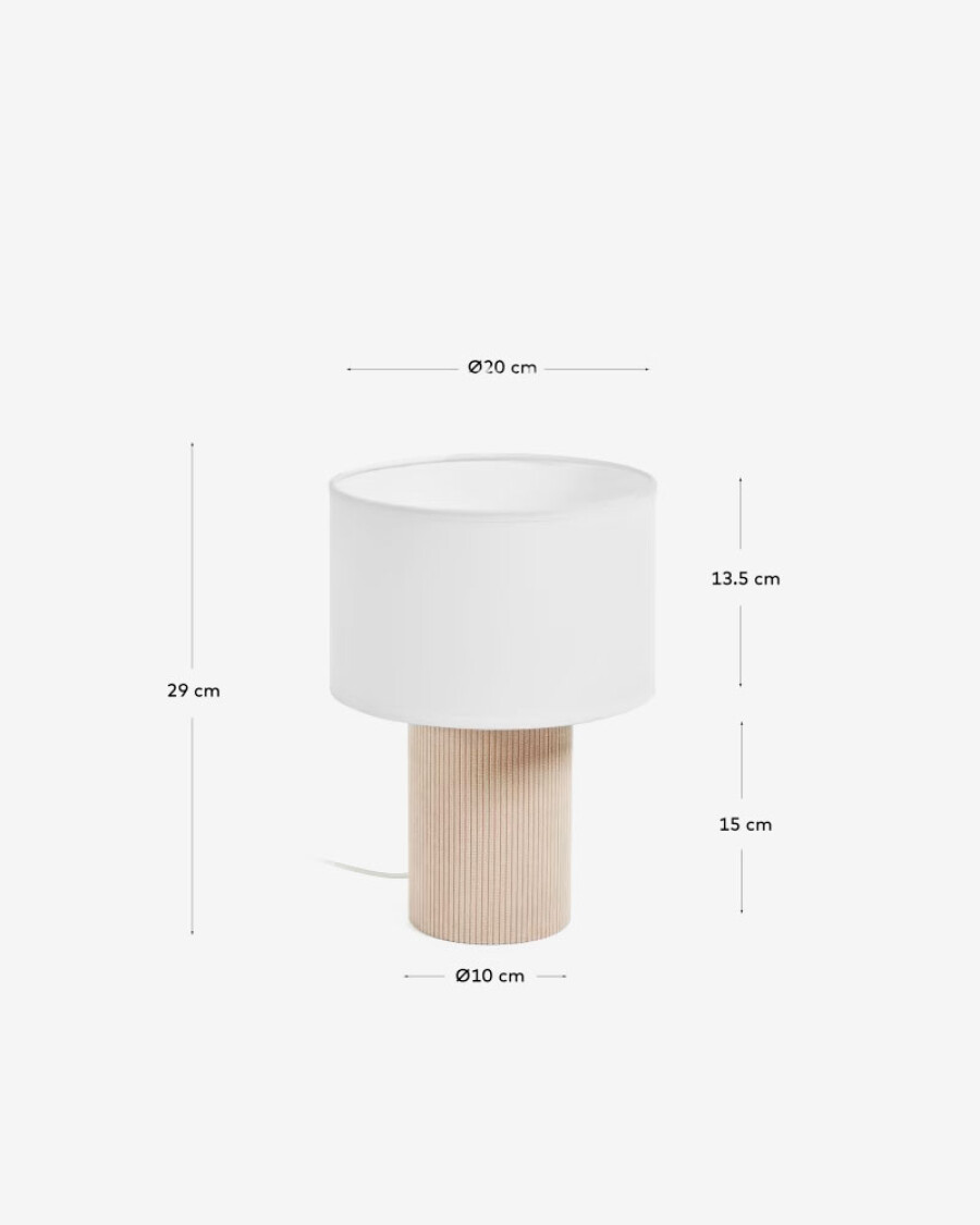 Lámpara de mesa Bianella de pana beige