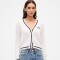 FRANCHISE LOGO COTTON CROP CABLE CARDI NEW OFF WHITE