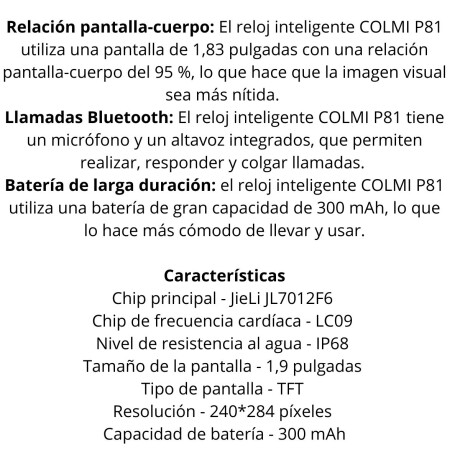 Smartwatch Colmi P81 V01