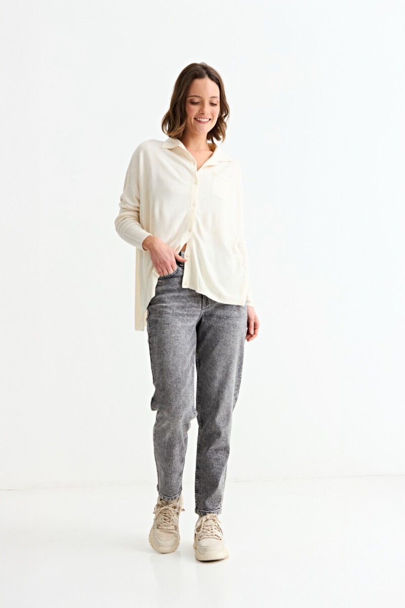 Cardigan con bolsillos - Crema 