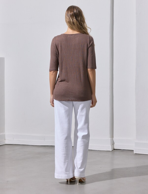 Remera 3/4 Det Borda MARRON