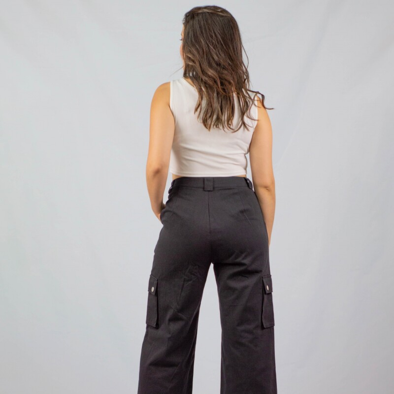 Pantalon Cargo Cropped Black