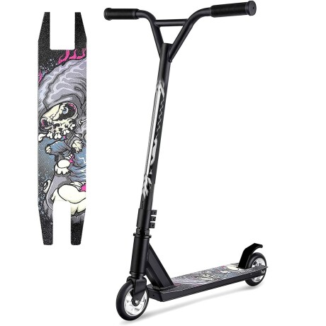 Monopatín Scooter Freestyle Acrobático Reforzado PU Negro