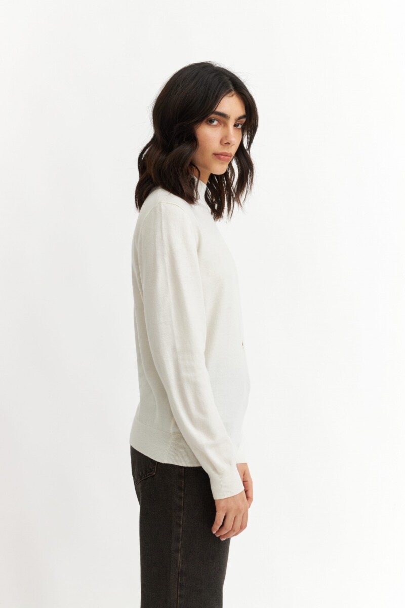 Sweater media polera con puños BLANCO