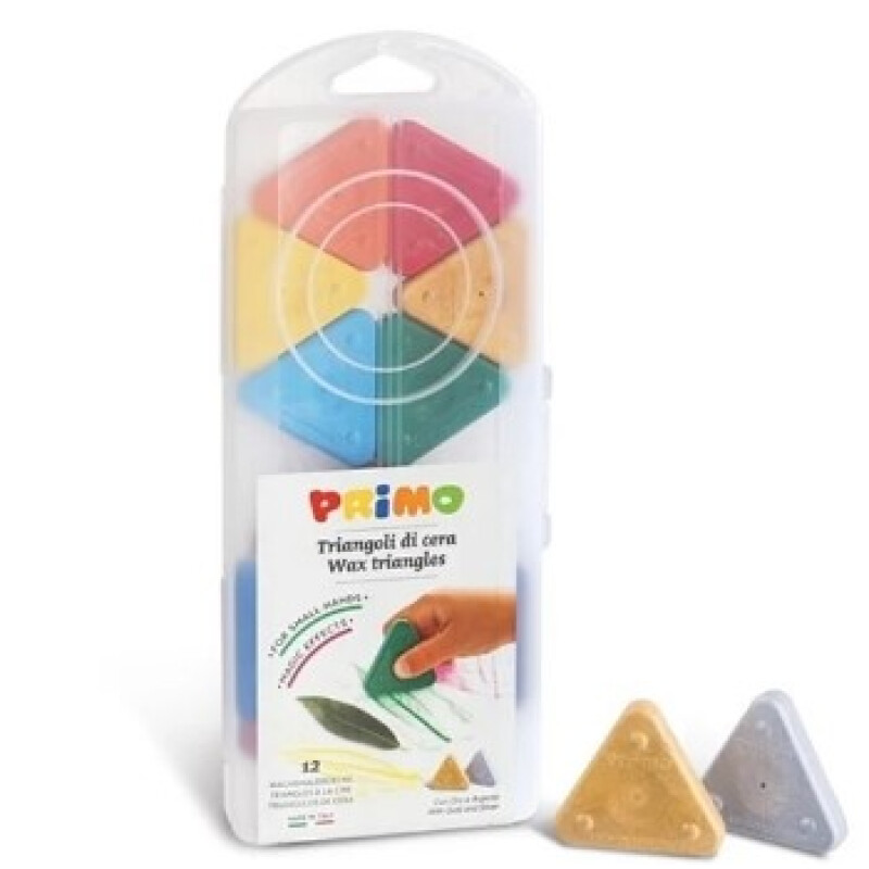 Primo crayones triangulares x12 colores con oro y plata Unica