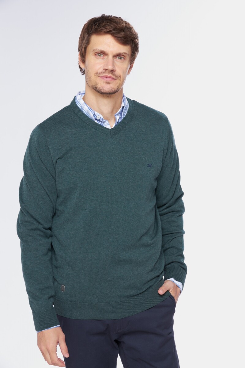 BUZO TEJIDO CUELLO EN V - Verde 