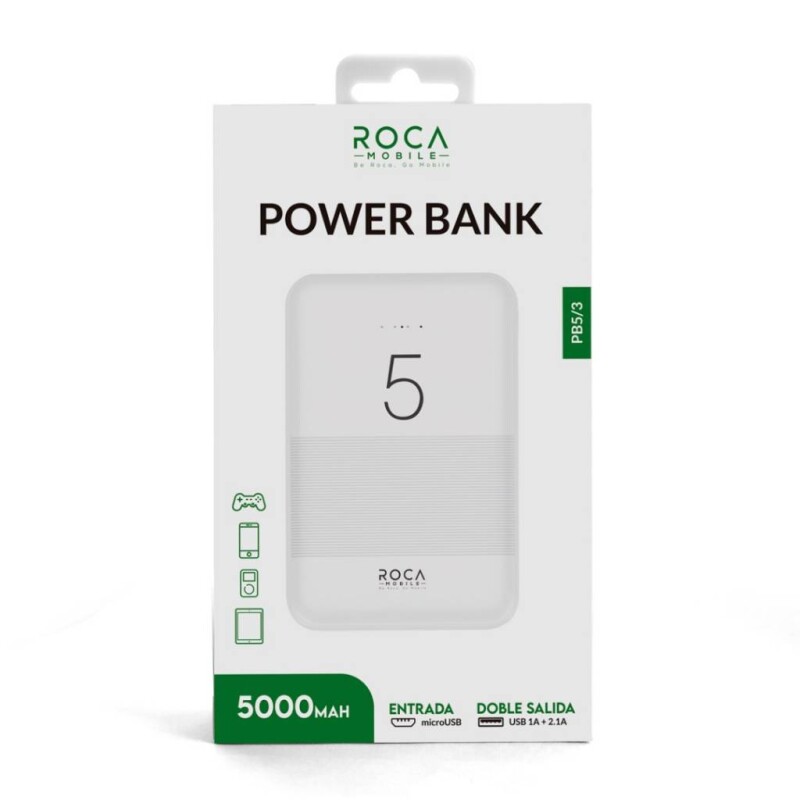 Power Bank 5000mah Bateria Externa Carga Dual Usb Roca Pb5/3 Power Bank 5000mah Bateria Externa Carga Dual Usb Roca Pb5/3