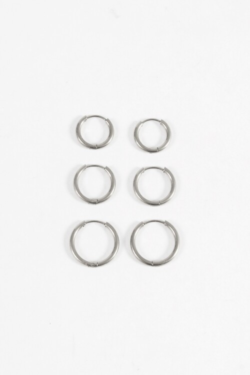 Set de 3 aros acero quirúrgico plateado