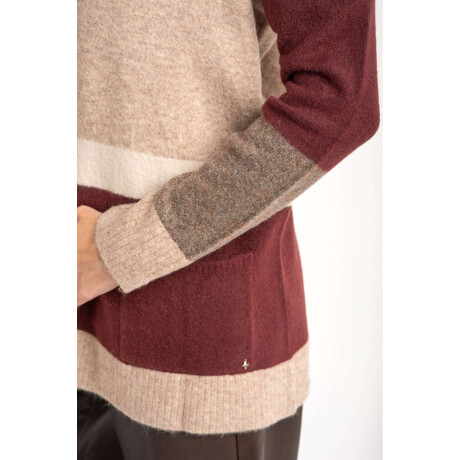 Cardigan Rayado Color Block Mocha