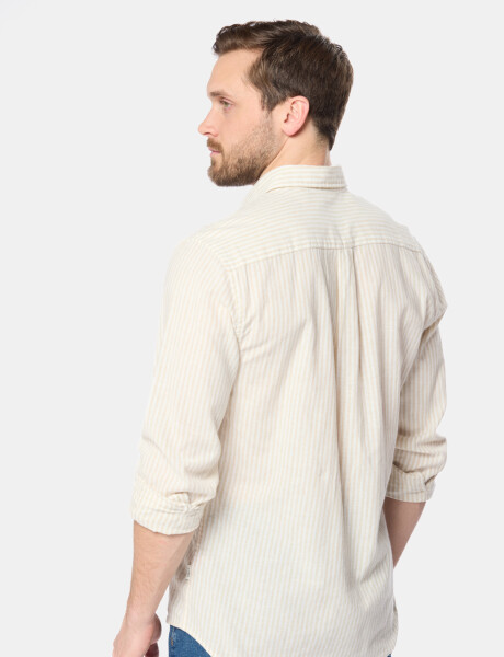 CAMISA DE LINO RAYADA Beige