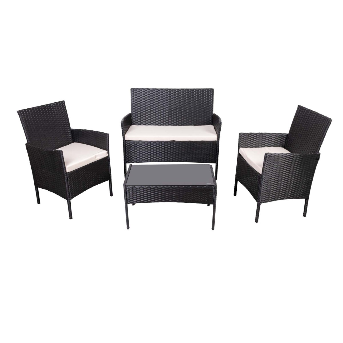 SET LIVING EXTERIOR - RATTAN-SINTETICO-Y-ACERO NEGRO APOLO 