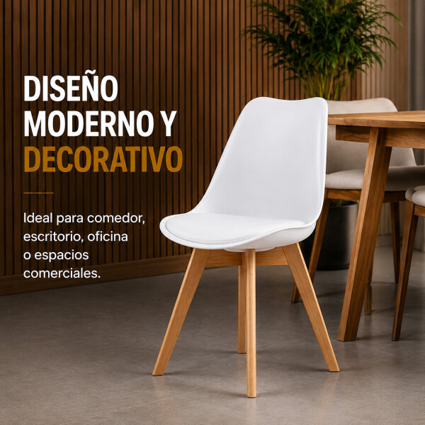 Silla Comedor ComboHome Tulip Eames Acolchada Reforzada Blanco 1