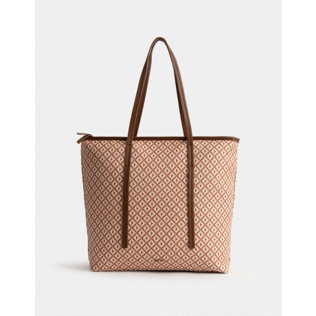 Cartera Shopper Estampada Marron Suela