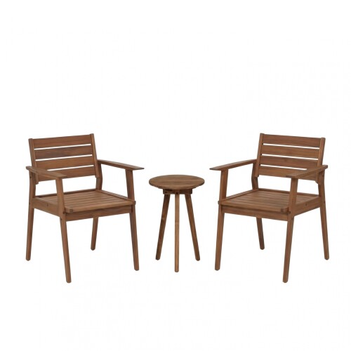 Set de Silla de Patio con Apoyabrazos en Teca Mesa Auxiliar Set de Silla de Patio con Apoyabrazos en Teca Mesa Auxiliar