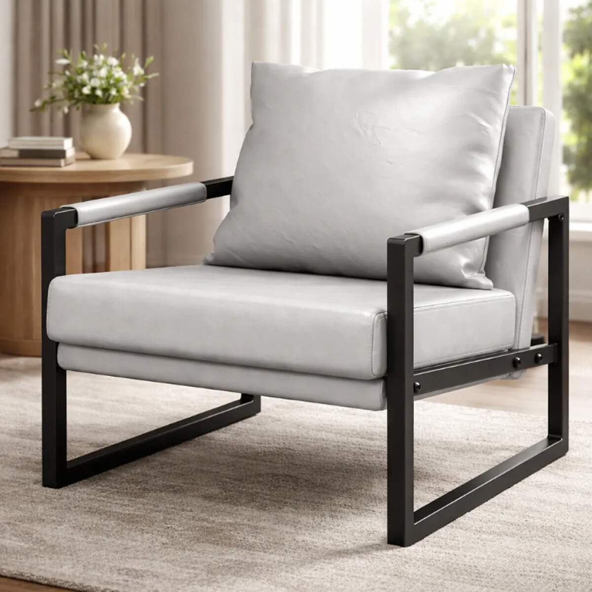 Sillón Milán ecocuero - Gris claro 