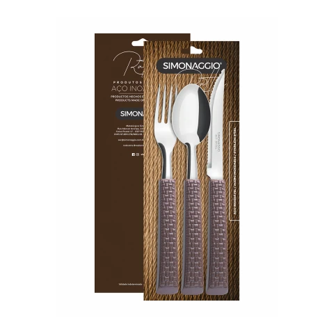 Set x 3 Cubiertos Mango Rattan Simonaggio U