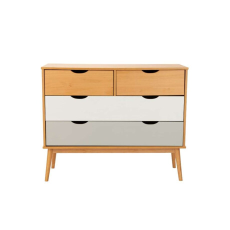 Comoda 4 Cajones Linea Nordica Roble/Gris claro/Blanco