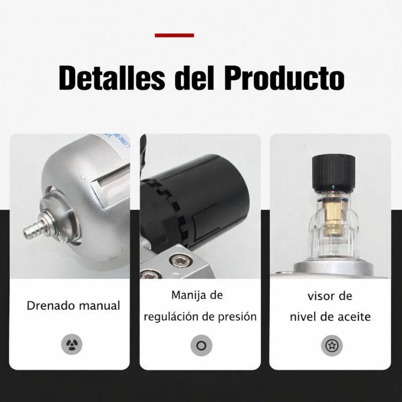 GALOX FILTRO REGULADOR LUBRICADOR C/TRAMPA AGUA PANTHER 1/4 Galox Filtro Regulador Lubricador C/trampa Agua Panther 1/4