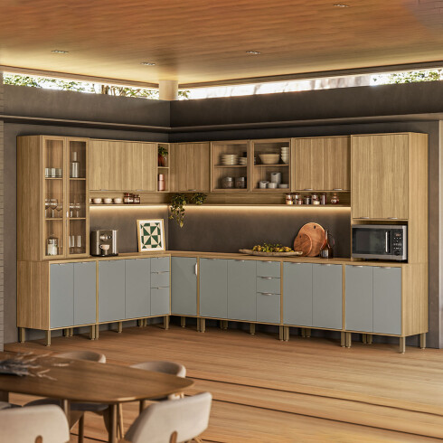 JUEGO DE COCINA 10 MODULOS LINEA COLORS FREIJO Y VERDE