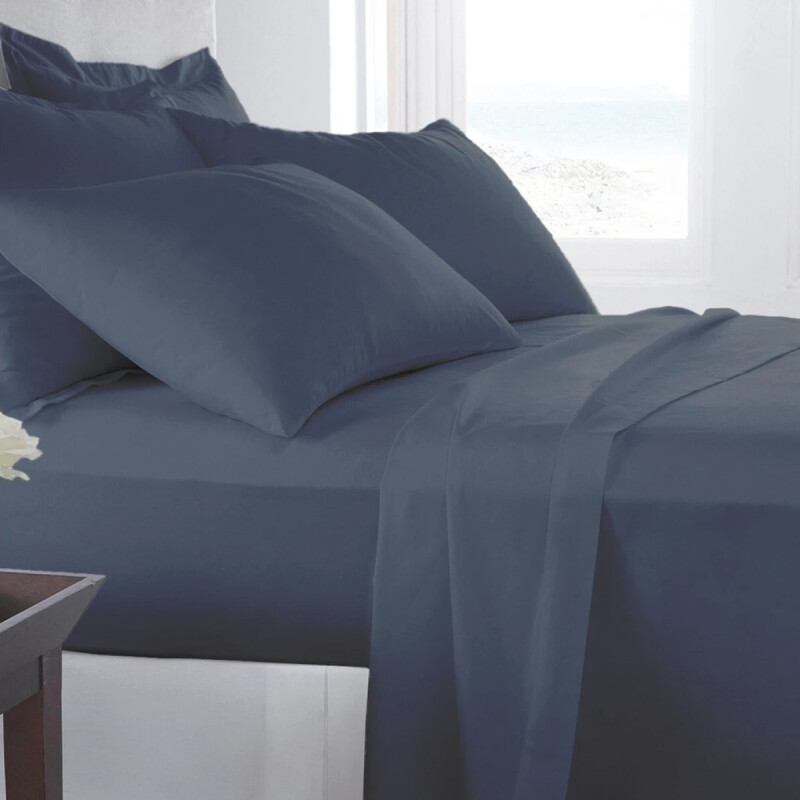 Sábanas 2 Plazas Juego 4 Piezas C/ Funda Almohadas Polyester Azul Oscuro Liso Sábanas 2 Plazas Juego 4 Piezas C/ Funda Almohadas Polyester Azul Oscuro Liso