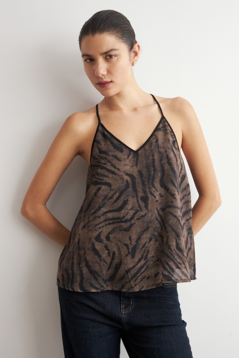 Top animal print tostado